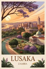 Listing image for Vibrant Lusaka, Zambia - African Urban Landscape Travel Poster Art Print A1-A4 P