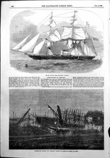 Listing image for Antique Old Print Colonial War Sloop Victoria Building Lapwing Ringdove 1855