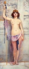 Listing image for Godward a Priestess Vintage Art Print Poster Wall Decor Canvas Museum Piece Cent