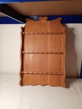 Listing image for Vintage Wood Souvenir Spoon Display Rack Wall Hanging Holder 3 Tier 26 Slots