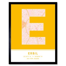 Listing image for Erbil Iraq City Map Typography Framed Wall Art Print 12x16 In