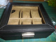 Listing image for Fossil Watch Display Case Jewelry Box Organizer Storage Container Holder Black T