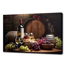 Listing image for Vintage Wine Bottle Barrel Kitchen Decor Tuscany Winery Canvas Print Wall Art
