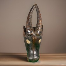 Listing image for Authentic African art Wood mask LEGA DRC Statue Hand Carved Tribal Figure