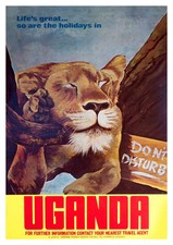 Listing image for Uganda Africa Lion Vintage Travel Poster Print