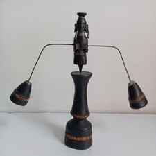 Listing image for African Kinetic Balance Sculpture Black Collectible Carved Wood Home Decor