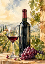 Listing image for Watercolour Wine Picture Metal Sign Winery Plaque Kitchen Home Bar Decor Gift