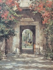 Listing image for Cyrus Afsary “Flowered Doorway” Large Framed Art Print 80x80cm Manuscript