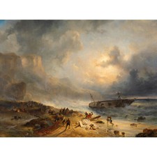 Listing image for Nuijen Shipwreck Off A Rocky Coast Huge Wall Art Poster Print