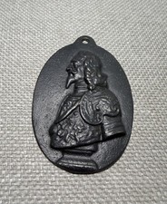Listing image for Cast Iron Wall Plaque Medallion Colonial Gentleman Black Finish Vintage Decor