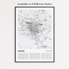 Listing image for Celaya City Map Print, Guanajuato Travel Poster, Modern Map, Wall Decor Art