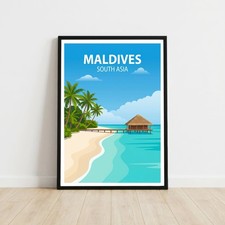 Listing image for Maldives South Asia Travel Poster Wall Art Print Holiday Gift