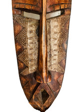 Listing image for African Mask from Ghana wood and crafted stamped metal
