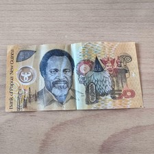 Listing image for Papua New Guinea 50 Kina Banknote, Vintage Paper Currency, Collectible