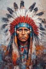 Listing image for Native American Indian Headdress Canvas Picture Print Wall Art Decor