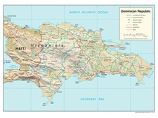 Listing image for Dominican Republic Physical Geography Geographic Map Country Nation Print