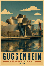 Listing image for Guggenheim Museum Bilbao Spain Vintage Architecture Poster Print 24x36 Art