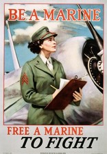 Listing image for World War Poster Be a Marine Art Print Wall Decor Gift Decorative Concept Artist
