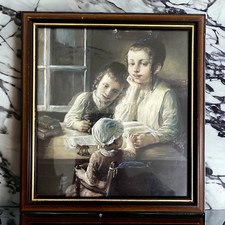Listing image for Vintage Framed Jewish Heritage Print Judaica Family Wall Art Kids from Israel