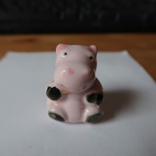 Listing image for Vintage Miniature Ceramic Pink Hippo Tiny 3cm VGC Rare Collectible Kitsch
