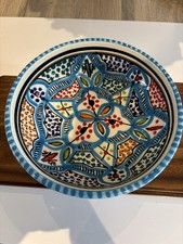 Listing image for Turkish Hand Painted 6” Serving Bowl Flower Design Folkart Boho Decor