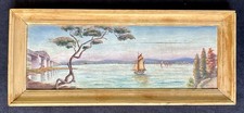 Listing image for 1946 Tunisian Marine Oil Painting Wood Panel Signed A.Piccioli