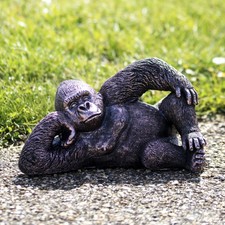 Listing image for Bronze Lying Gorilla Garden Ornament Resin Ape Statue Outdoor Wildlife Decor