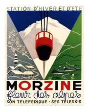 Listing image for Vintage Alpine Travel Poster Wall Art - Morzine Alps Decor Home Decor
