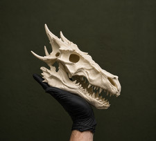 Listing image for Dragon Skull Replica Sculpture Gothic Fantasy Decor Horror Oddity Collectible