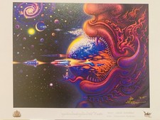 Listing image for Thai Art Print–Space, Cosmic Dragon & Rockets – Signed by Chalermchai Kositpipat
