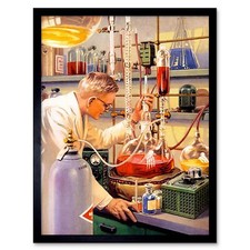 Listing image for Vintage Science Lab Illustration Chemistry 12X16 Inch Framed Art Print