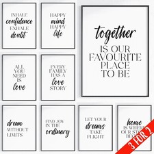 Listing image for Modern Inspirational Quote Wall Art Prints Black White Home Bedroom Décor
