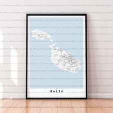 Listing image for Malta Map Poster Print Unframed Malta Unframed Map Print Malta Island Artwork