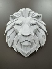 Listing image for Geometric Lion Head Wall Art | Modern Low Poly Lion Sculpture | Man Cave Decor