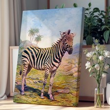 Listing image for Vintage Natural History Zebra Canvas Wall Art Print Home Decor Ready to Hang