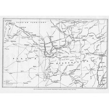 Listing image for AFGHANISTAN Map of the Country & Adjacent States - Antique Print 1885