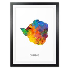 Listing image for Zimbabwe Map, Poster, Canvas or Framed Print, watercolour painting 10975