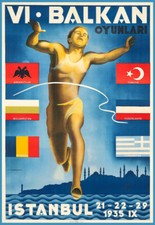 Listing image for VI Balkan Istanbul 1935 Travel Poster Print Wall Art