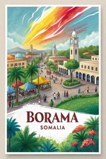 Listing image for Captivating Borama Somalia Travel Poster - Vibrant African Cityscape Art Print A