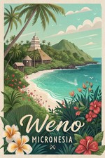 Listing image for Exotic Weno, Micronesia - Tropical Paradise Travel Poster Art Print A1-A4 Poster