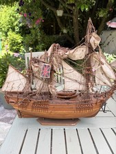 Listing image for Vintage Mauritian Wooden Model Royal Navy Sailing Ship Tall Ship Maritime