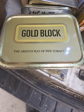 Listing image for Vintage Gold Block Pipe Tobacco Tins – 50g Metal Storage Collectible