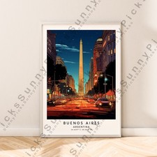 Listing image for Buenos Aires Argentina Illustration Art Print Travel Poster Wall Décor Unframed