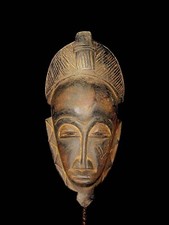 Listing image for African Antique Baule Mask Unique Wooden Tribal Art Collectible Home Decor-5642