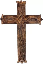 Listing image for Rustic Wooden Wall Cross 25x15cm - Handmade Spiritual Home Decor Art