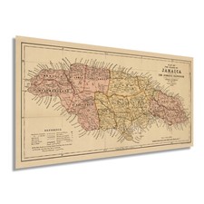 Listing image for 1893 Map of Jamaica Poster - Vintage Island of Jamaica Wall Art Decor Print