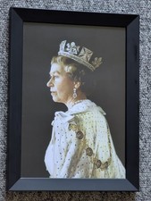 Listing image for Queen Elizabeth II Framed Portrait Royal Crown Print Wall Art 10x13 Inches