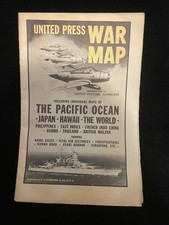 Listing image for Vintage 1940's WWII United Press War Map of the Pacific Collectible History