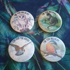 Listing image for 4x Collectible Pin Badge I’m for Wildlife British Birds Vintage
