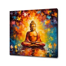 Listing image for Colourful Painting Style Buddha Statue Asian Wall Art Buddhist Canvas Print
